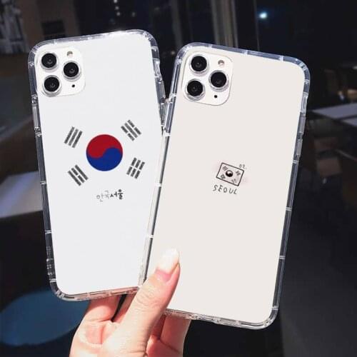 South Korea Flag Phone Case Transparent for iPhone 11 12 mini pro XS MAX 8 7 6 6S Plus X 5S SE 2020 XR