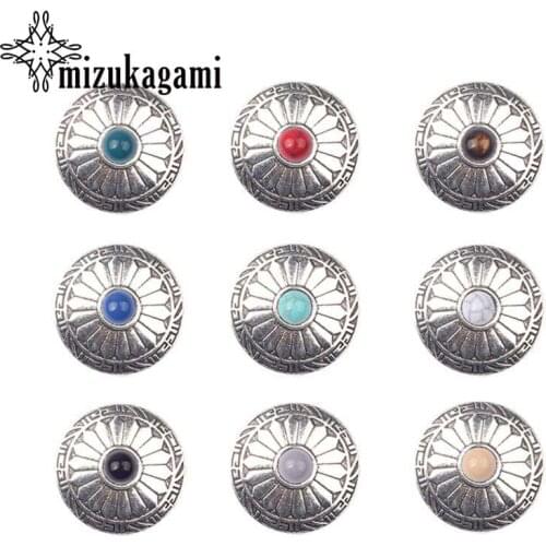 Retro Zinc Alloy Round Silver Sunflowers Buttons Charms Pendant For DIY CONCHO Charms 3pcs/lot 30MM Jewelry Accessories