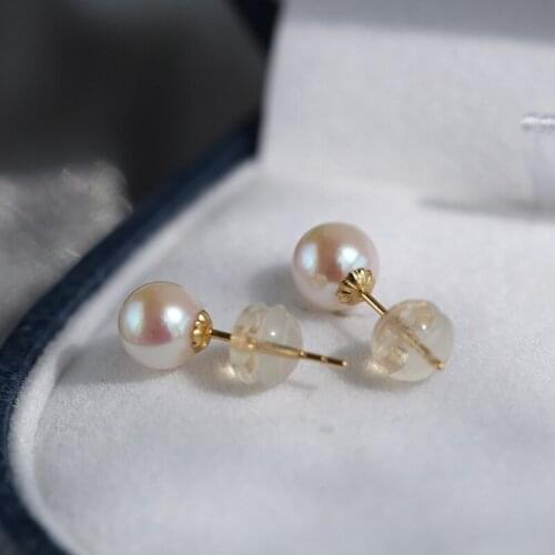 Akoya seawater pearl earrings simple 18K gold earrings bulb earrings fashion earrings for mom and girlfriend gifts