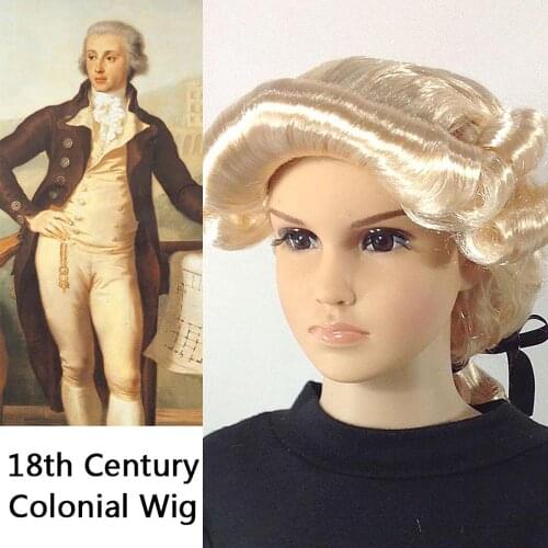 18th Century Colonial Costume Blonde Curly Hair for Kid French Prince Count Aristocrat Peruke Maison de Bourbon Fancy Dress