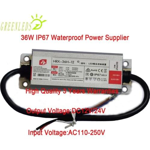 LED IP67 Waterproof 36W Power Suppliers Output DC12V or DC24V Input Voltage AC110-250V With High Quality 3 Years Warranties