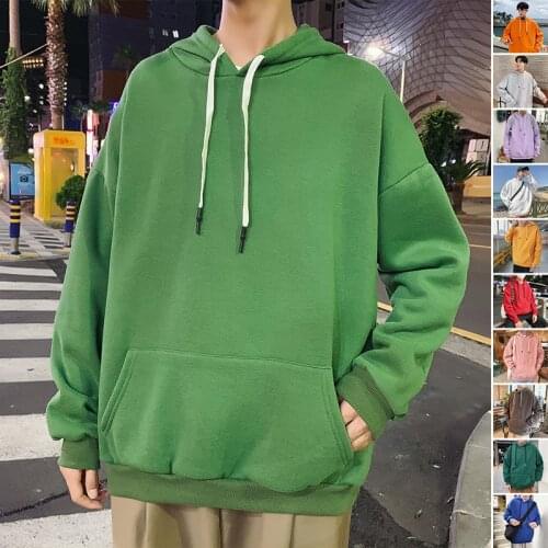 Autumn Fashion Oversized Loose Mens Hoodies Solid Colors Male Casual Hoody Sweatshirts Pullover Harajuku White Black Hoodie