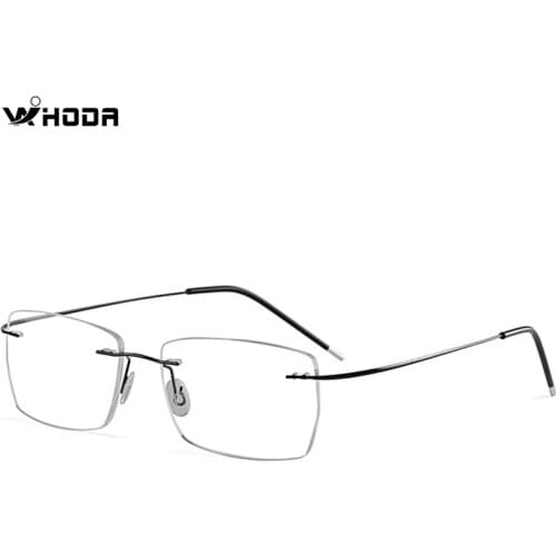 Β Pure Titanium Frameless Glasses Frames, Men Prescription Myopia Optical Eyeglasses Frame,Screwless Square Eyewear F099