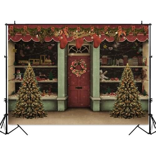 Vinyl Photography Backdrops Christmas shop Backdrop Newborn Baby Holiday Photographic Background Photo Studio Backdrop Props