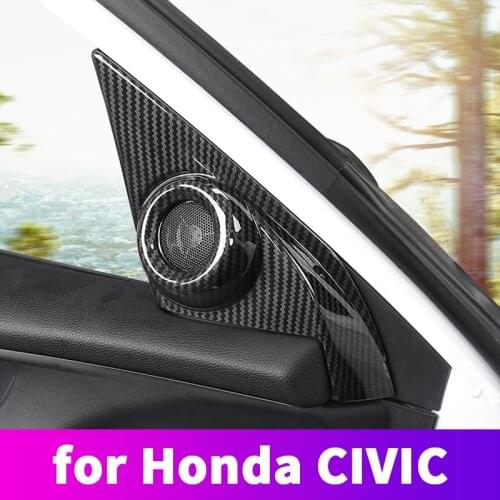 Carbon fiber inner door A-pillar tweeter frame decorative stickers modification supplies For Honda Civic 10th2017 2018 2019 2020