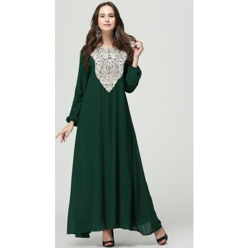 High Quality lace chiffon muslim Maxi Long Dress Kaftan Abaya Jilbab Tradition Islamic Clothing CP026