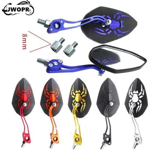 JWOPR Universal 8mm 10mm Motorcycle Rear View Mirror Spider Pattern Scooter Rear View Mirror Motorcycle Modification Parts