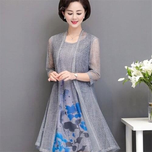 2020 Women Elegant Vintage Hight gade printing 2 piece dress Casual Party dresses Bodycon Moms clothes plus size 5XL dress