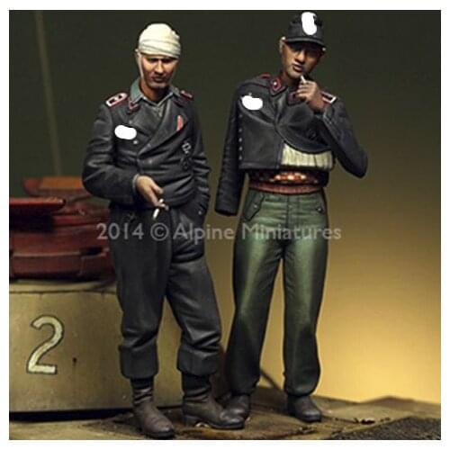 1/35 Panzer Crew Set, 2 figures each with 2 different heads Resin kit Figure soldiers GK Uncoated No colour