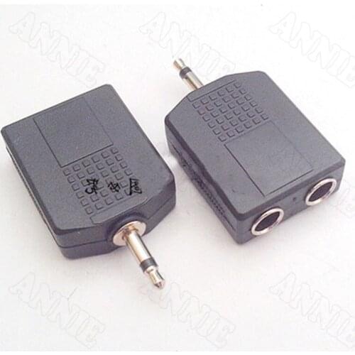 10pcs/lot 3.5 Single Channel To 6.35 Double Socket Male To 6.5KK Female Connector