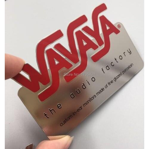 100pcs/lot)custom Glossy oil metal shaped stainless steel business cards