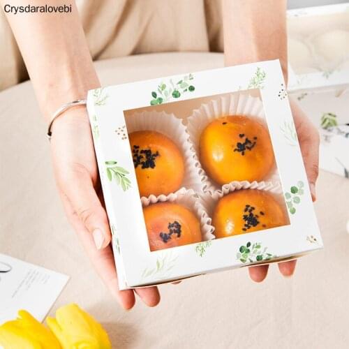 20pcs With Window Paper Box Wedding DIY Handmade Gift Cookies Baking Package Supplies Cake Boxes And Packaging Patisserie