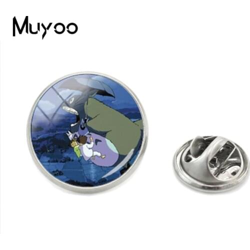 2018 New Arrival Fashion Vintage My Neighbor Totoro Pictures Mens Lapel Pins Cartoon Totoro Role Glass Dome Fashion Lapel Pins