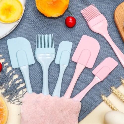 3PCS/ Set Silicone Spatula Barbeque Brush Cooking Utensil Tool Kit Heat Resistant BBQ Oil Condiment Brushes Cake Cream Scraper