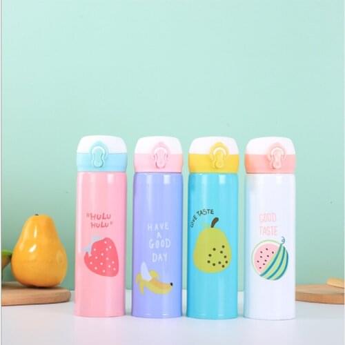 500ml New Tumbler Insulation Pot Bouncing Lid Cup Stainless Steel Fresh and Cute Cartoon Student Vacuum Flasks 12 24 Hours