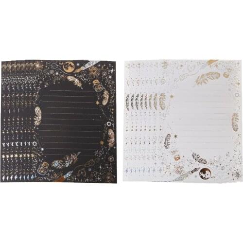 8 Sheets High-end Vintage Bronzing Feather Blessing Letter Paper Pad Writing Office School Supplies