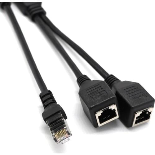 Male to 2 Female RJ45 Splitter Ethernet 2-in-1 Internet Adapter Cable Separator