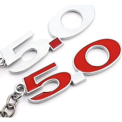 Car Keychain 5.0 Logo Badge Key Ring Key Holder Keyring for Ford Mustang GT500 Cobra Land Rover Cobra Focus SUV Auto Car Styling