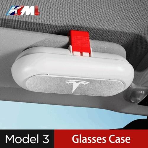 Car Glasses Case Sunglasse Storage Box Clip Card Holder For Tesla Model 3 Y Styling Interior Accessories Black ABS
