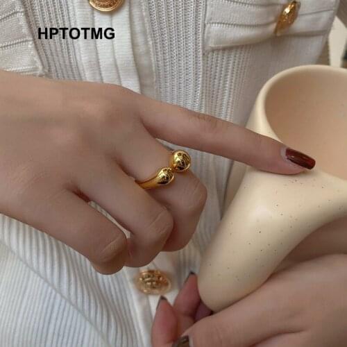 Gold Silver Color Waterdrop Rings for Women Asymmetric Double Circle Geometric Rings Minimalist Open Rings 2021 Trendy Jewelry