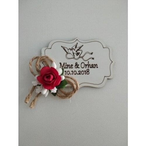 Wood Bird Nikah, Promise, Engagement Magnet(25Adet)25'Li decorative objects Декоративные элементы Objetos decorativos