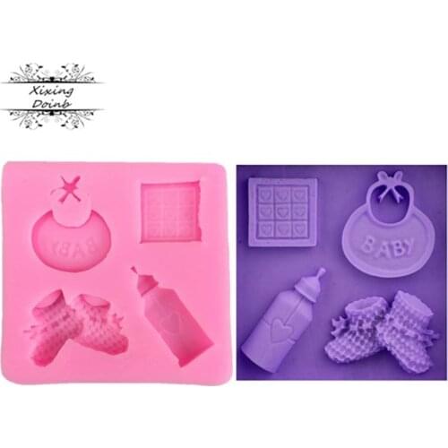 DIY baby shoes silica gel mold soft sugar mold milk bottle chocolate mold cake decoration tool Kitchen Baking tool