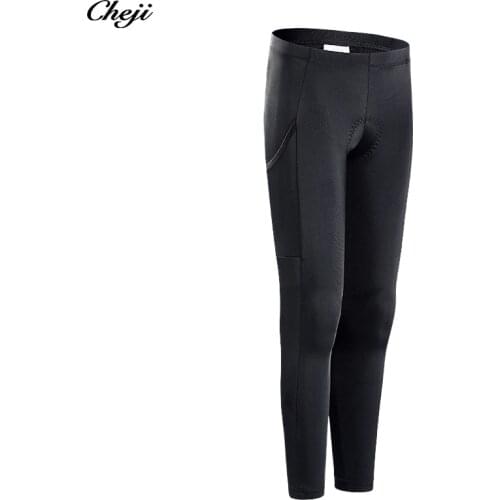 CHEJI New Arrival Children Cycling Long Pants Black Quick Dry Lycra Boys Girls Bike Trousers With Pockets Bicycle Wear