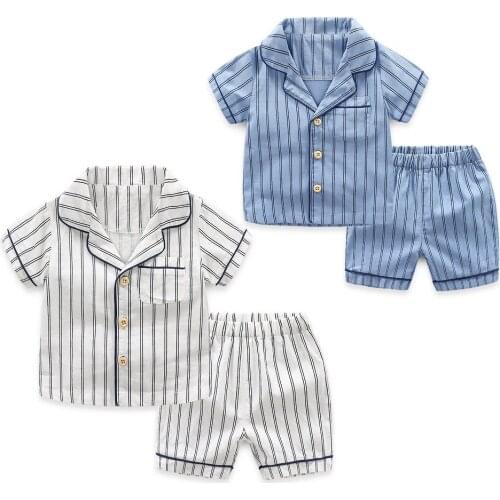 Childrens pajamas sets suit 2020 new boys girls short sleeve pajamas pants childrens wear baby cute home wear summer toddler