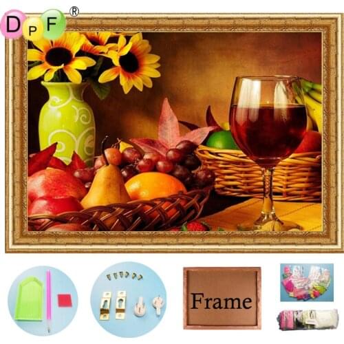 DPF diamond painting fruit red wine and frame diamond painting home decoration cross stitch full round diamond
