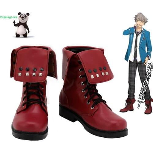 Ensemble Stars Ogami Koga Red Cosplay Shoes Long Boots Leather Custom Made For Halloween Christmas
