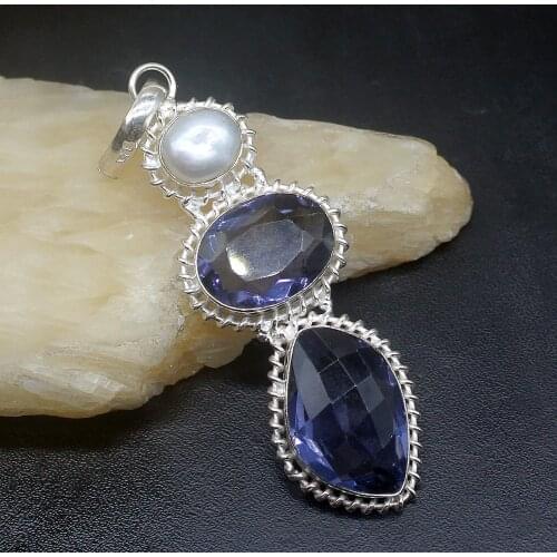 Gemstonefactory Jewelry Big Promotion 925 Silver Special Purple Amethyst White Pearl Women Ladies Gifts Necklace Pendant 1286