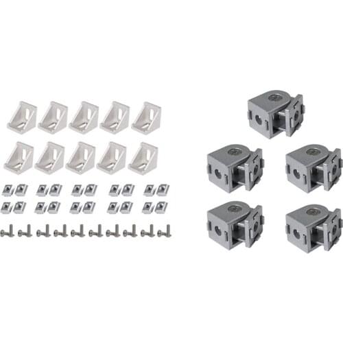 Hot YO-50Pcs Corner Bracket 2020 Series Aluminum Profile Connector Set & 5Pcs Zinc Alloy Pivot Joint Flexible Pivot Joint