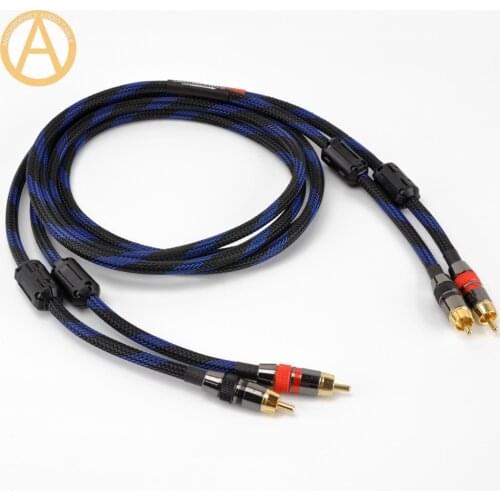 Hifi RCA Cable 4N OFC RCA Interconnect Cable 2RCA To 2RCA Male RCA Audio AV Cable Amplifier Preamplifier DAC Quad Ferrite Beads