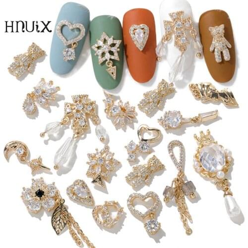 HNUIX1Pieces 3D Metal Nail art Jewelry Japanese Nail Decorations Top Quality Crystal Manicure Zircon Diamond Charms Pendants
