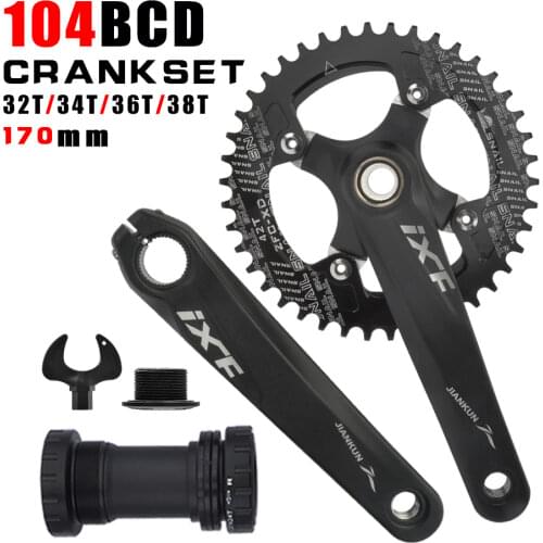 IXF MTB bike crankset bicycle hollow integrated crank modified single disc 104BCD 32 34 36 38 40 42T crankset bottom bracke