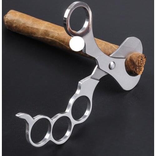 1Pc High Quality Stainless Steel Pocket Cigar Cutter Double Blade Cigarette Cutting Smoking Accessories Silver