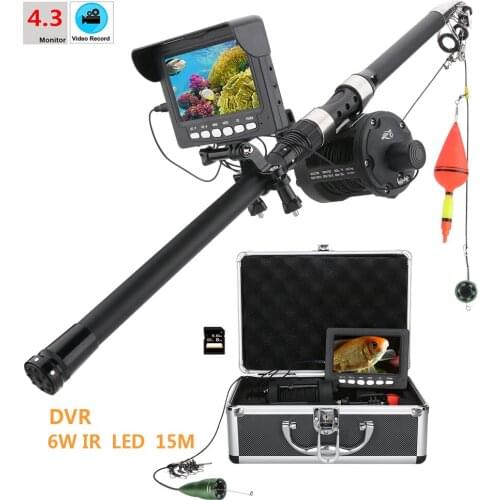MOUNTAINONE Aluminum alloy Underwater Fishing Video Camera Kit 6W IR LED Lights with 4.3" Inch HD DVR Recorder Color Monitor 15M
