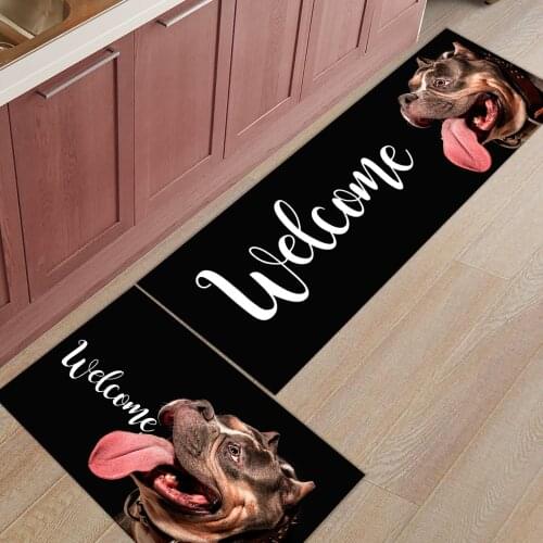 Animal Bulldog Kitchen Mat Entrance Doormat Christmas Home Decoration Living Room Carpet Bathroom Anti-slip Rug