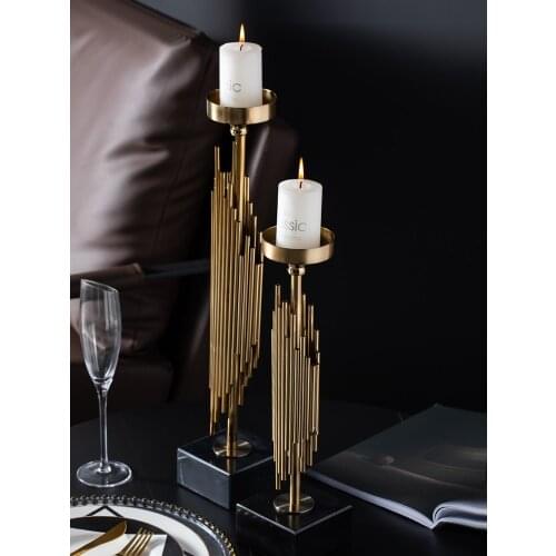 Ever Light Metal Candle Holders Candlestick Luxury Nordic Modern Decorative Lamp Irregular Vertical Stripes For Wedding Ceremony