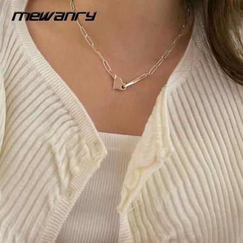 MEWANRY 925 Sterling Silver Bracelets Trendy Elegant Unique Buckle Design LOVE Heart Thick Chain Girl Party Jewelry Wholesale