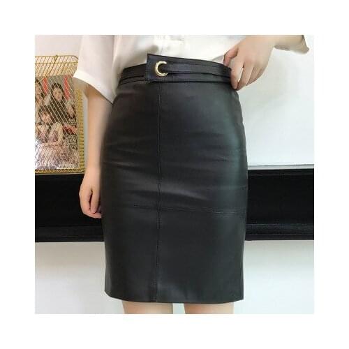 2020 Women Spring Genuine Real Sheep Leather Skirt W26