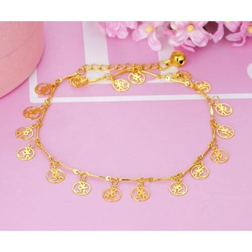 Never Fade 24K Gold Sequins Anklet Set Beach Foot Jewelry Vintage Ankle Bracelets for Women Summer Jewelry Party Gift 2019