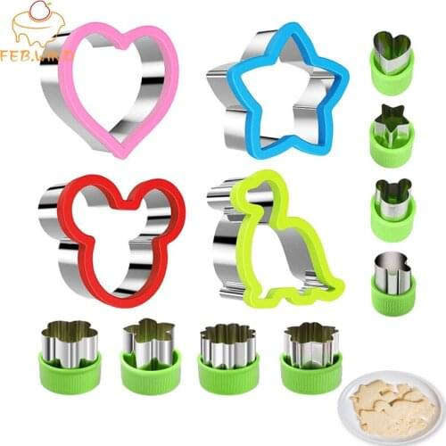 12 Pcs Metal Sandwiches Cutter Set With 8 Pcs Vegetable Cutters Animal Dinosaur /Heart/Star/Mouse Shaped Fondant Cutter 766