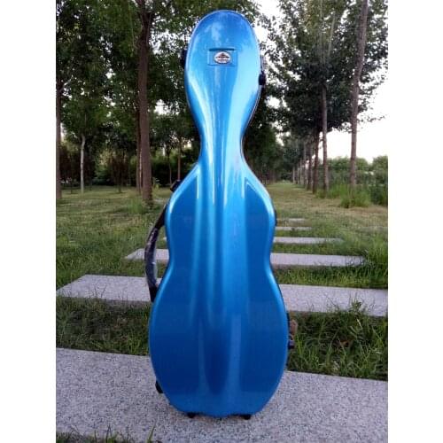 New high quality blue 4/4 violin Carbon fiber box very strong Can hold 2 pcs bows