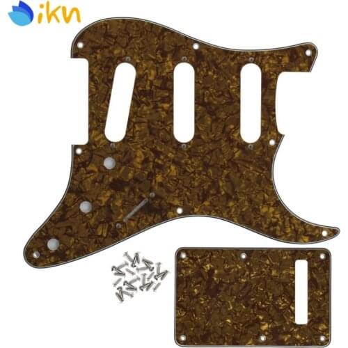 New Set of USA Vintage 8 Hole SSS Electric Guitar Pickguard Strat Back Plate & Screws for Guitar Parts Brown Pearl 4Ply