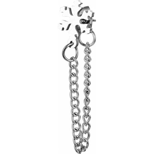 The new shelf stainless steel cutting earrings with chain ear plugs personality Korean style simple earrings earrings