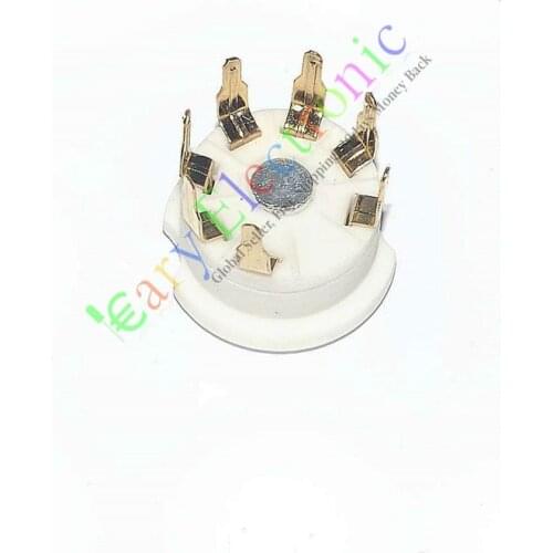 Wholesale and retail 4pcs Gold 7pin PCB Ceramic vacuum tube sockets valve base 12AE6 6AT6 6BK6 12AV6 free shipping