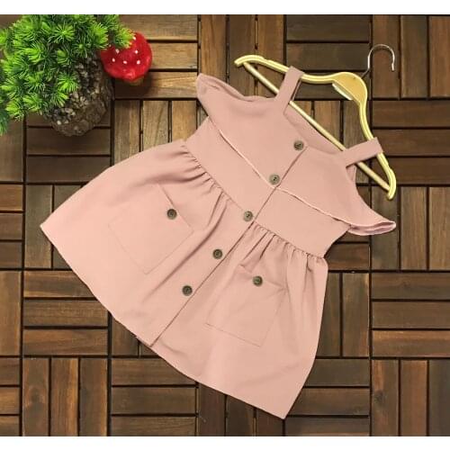 HANGING RUFFLED BUTTONED GIRL DRESS