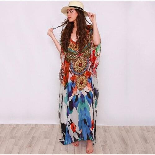 Womens Bikini Cover Up Swimwear Beach Maxi Wrap Skirt Sarong Kimono Kaftan Dress
