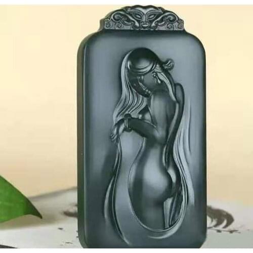 Fine Jewelry Hetian Jade Sapphire Beauty Beauties Pendant Double Carved Ice Muscle Jade Bone Necklace Can Be Worn By Both Men a